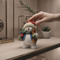 Snowman Skier Statue Festive Snowman Figurine Miniature Skier Figurine for Shelf, Console Table