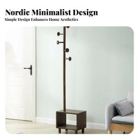 Nightstand with Clothes Rack Solid Wood Construction for Dorm Room, Homeowners
