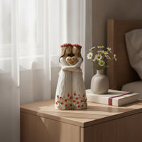 Resin Figurine Wood-Grain Style Human Figurine with Dress Human Statue Tabletop Desk Decoration Elegant for Collectors