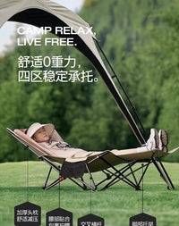 Foldable Oxford Cloth Camping Chair with Armrest and Footrest