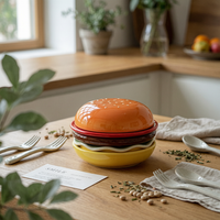 Hamburger-Shaped Ceramic Dish Wavy-Edged Hamburger Shaped Ceramic Dish