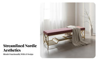 Upholstered Shoe Storage Bench Nordic and Design Household Furniture Multi-Functional Strong Assistance for Seniors, Mudroom