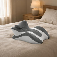 Memory Foam Prone-Sleeping Pillow Recessed Channel Sleep Accessory Two-Tone Gray