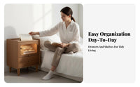 Bedside Table with Integrated Light Fluted Glass Drawer Nightstand tapactivated