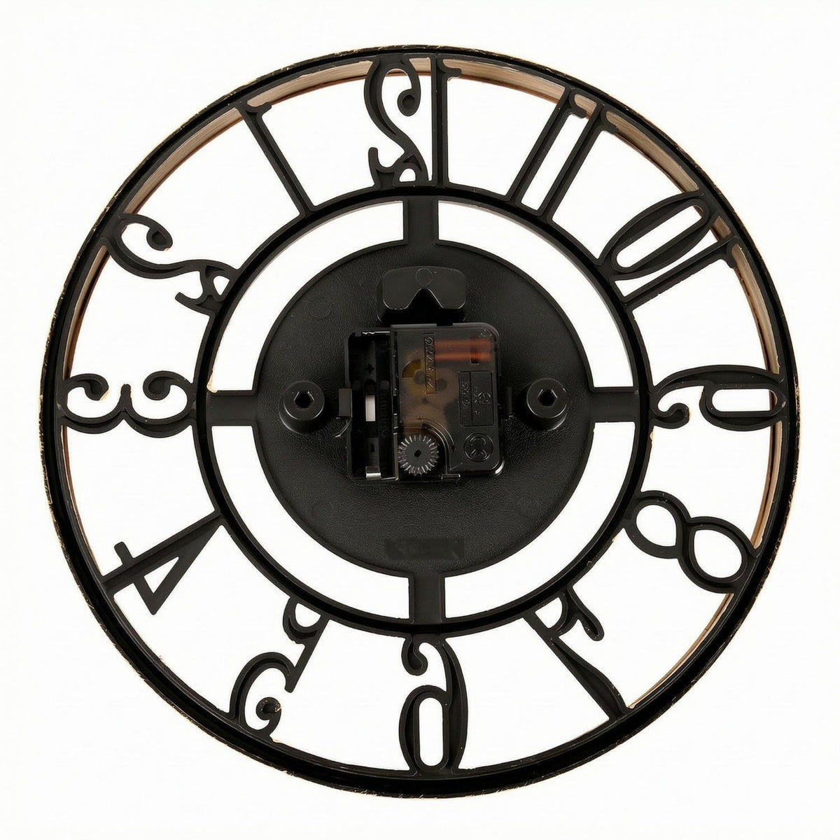 Uncovered Frame Wall Clock Cutout Numerals Round Wall Clock Black