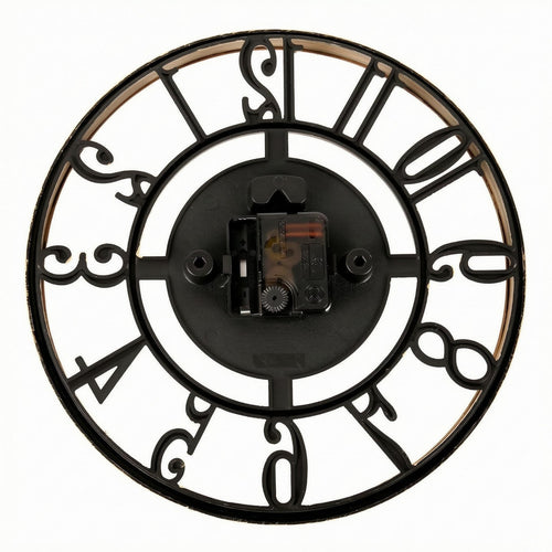 Uncovered Frame Wall Clock Cutout Numerals Round Wall Clock Black