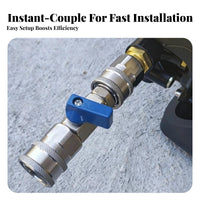 Heavy Duty 3/8 Inch Quick Connect Valve Leak Proof Quick Connect Shut Close Valve Easy Control Lever for Car Detailers, Professionals