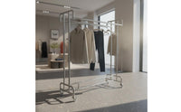 Mobile Double Bar Garment Rack Heavy Duty Double Rail Rolling Clothes Rack Store Fixture for Boutique