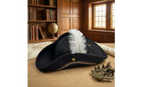 Pirate Hat with Feather Structured Pirate Costume Hat Elegant for Adults