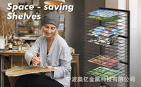 跨境单面美术课室晾画架24层用品金属干燥纸架儿童晒带轮涂鸦