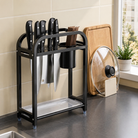 Stainless Steel Cutting Board & Knife Rack, Holds 4-5 Pieces, With Scissors Hook, Countertop Placement