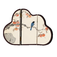 New Chinese Style Folding Table Screen with Flower and Bird Design