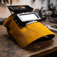 Welding Helmet with Flip-Up Visor, Cowhide Leather Anti-Splash Face and Neck Protection