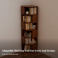 Corner Bookcase Space-saving Multi-tier Storage Rack Display Shelving Unit with Curved Baffle Suitable for Book Lovers Apartment Dwellers Study Small Areas Living Room