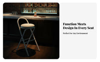 Padded Folding Bar Stool with Backrest Built-in Footrest for Adults, Event Hosts