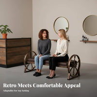 3-Seater Salon Bench Vintage Aesthetic Waiting Room Seating Faux Leather Upholstery Sturdy Frame for Guests, Lobby, Entryway