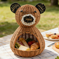 Bear Shaped Storage Container Cute Creature Design Wicker Bear Decor Container