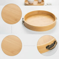 Bamboo round Tray with Handles Round Bamboo Serving Tray Shallow for Homeowners