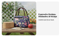 Floral Pattern Tote Lightweight Floral Print fastenered Pouch Reusable for outsideing