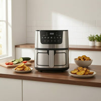 Nonstick Air Fryer Brushed Electronic Air Fryer Adjustable Temperature Cooker Presets for Kitchen