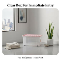 Plastic Storage Box with Lid See-Through Clear Plastic Storage Bin Sturdy