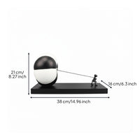 Child Pulling Balloon Statue Whimsical for TV Stand, Model Home
