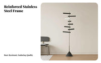 Piano Key Coat Tree Rotatable Hooks Freestanding Garment Holder Minimalist