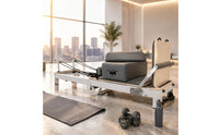 Aluminum Alloy Foldable Pilates Reformer Bed Padded Pilates Reformer Bed Resistance Ropes Pulley System
