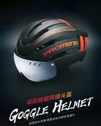 PROMEND Cycling Helmet with Magnetic Visor and USB Rechargeable Warning Light