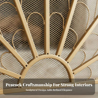 Peacock Fireplace Screen Handcrafted Decorative Metal Easy Assembly Freestanding Fireplace Cover for Pet Owners