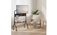 Adjustable-Height Mobile TV Cart with Shelf Portable Mobile TV Stand with Shelf Universal Television Cart with Wheels Movable for Living Room, Bedroom, Office