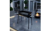 Stainless Steel Charcoal Barbecue Grill with Side Shelves Heat-Resistant Charcoal Grill with Side Tables Compact Heavy-Duty for Campers, Camping, Backyard