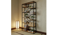 Geometric Partition Shelf Freestanding Industrial Bookshelf Uncovered Back