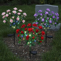 LED Flower Stake Light Auto On/deactivate Lighted Artificial Blossom Bush