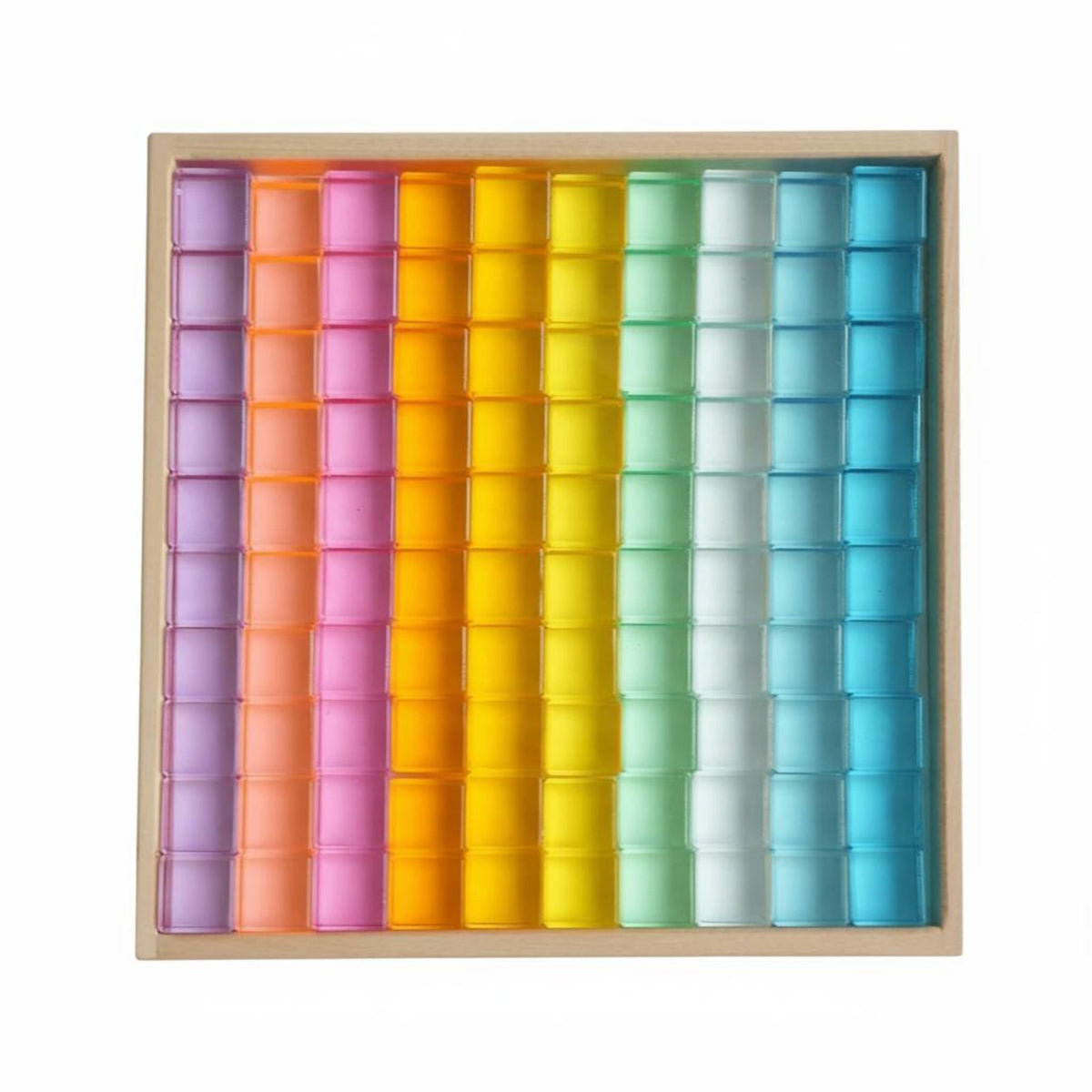 100 Pieces Translucent Acrylic Cubes High Light-Transmitting Property Gem Building Blocks Stackable Rainbow Color Block Set for Young Children, Kids