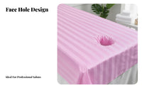 Massage Table Sheet with Face Hole Dense-Weave Weave Massage Sheet with Face Hole Satin Stripe Design Spa Bed Cover for Estheticians, Spas