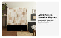 French design Multi-Panel Art Screen Foldable Room separater Abstract Painting Design Folding Partition Mobile for Homeowners, Interior Designers, awayice Workers, Bedroom, Entryway, Studio Apartment, Restaurant