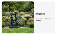 Boy and Girl Garden Statue Whimsical Design Children Garden Sculpture Hand-Painted Details Boy and Girl Water Feature Statue for Grandparents, Patio