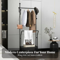 Rolling Coat Rack with Shelves unrestrictedstanding Clothes Stand Space-Saving for Hotel