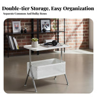 C-Shaped End Table Space-Saving Design Nightstand Easy Assembly for Small Spaces