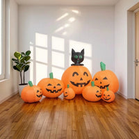 Inflatable Pumpkin with Black Cat Outdoor Inflatable Pumpkin Inflate for Lawn, Garden