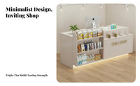Shop Front Counter Easy to Clean Retail Counter with Display Shelves Wear-Resistant Modern Store Welcome Desk for Retailers, Pharmacy, Boutique, Cafe