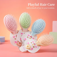 Cute Air Cushion Paddle Brush for Women and Teens, Scalp Massage Hairbrush with Flexible Pneumatic Design