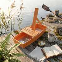 Rice Planting Boat Seat Umbrella Holder Wooden Transplanting Stool Pushable Paddy Field Seat Board for Farmers