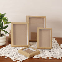 Minimalist 3D Wooden Hollow Photo Frame, 6 Inch, for DIY Display