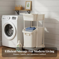 Tiered Rolling Laundry Sorter Large Capacity Vertical Rolling Hamper for Parents