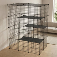 Tall Rectangular Feline Enclosure Metal Pet Housing Easy to Clean for Outdoor