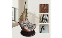Teardrop-Shaped Hanging Swing Chair with Stand Indoor Swing Chair with Stand Woven Furniture Freestanding for Adults, Readers, Balcony, Living Room, Sunroom