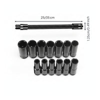 13 Pieces Deep Socket Set Flexible Socket Extension Spring Steel Socket Extension Bar Flexible Socket Extender Extension Bar Flexible Socket Extension Rod Improved Reach Corrugated Design Suitable for Workshop Garage Repair Maintenance