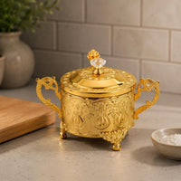 Lidded Jar Curved Handles Ornate Jar Faceted Knob